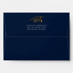 Modern Graduation 2026 Navy Blue Return Address Envelope