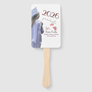 Modern Graduation 2026 Pink Photo Hand Fan
