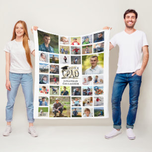Modern Graduation 35 Photo Collage GRAD Fleece Blanket