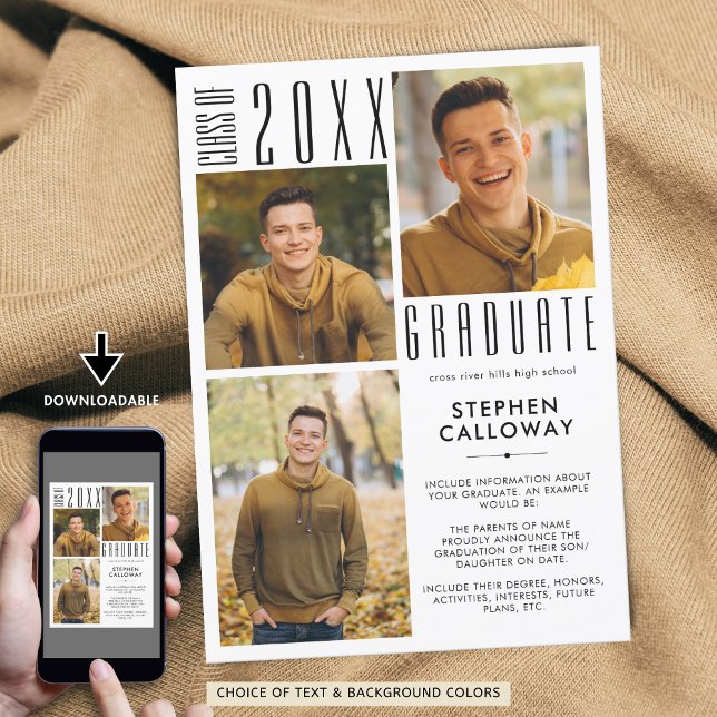 Modern Graduation 3 Photos Minimalist Typography Announcement (Creator Uploaded)