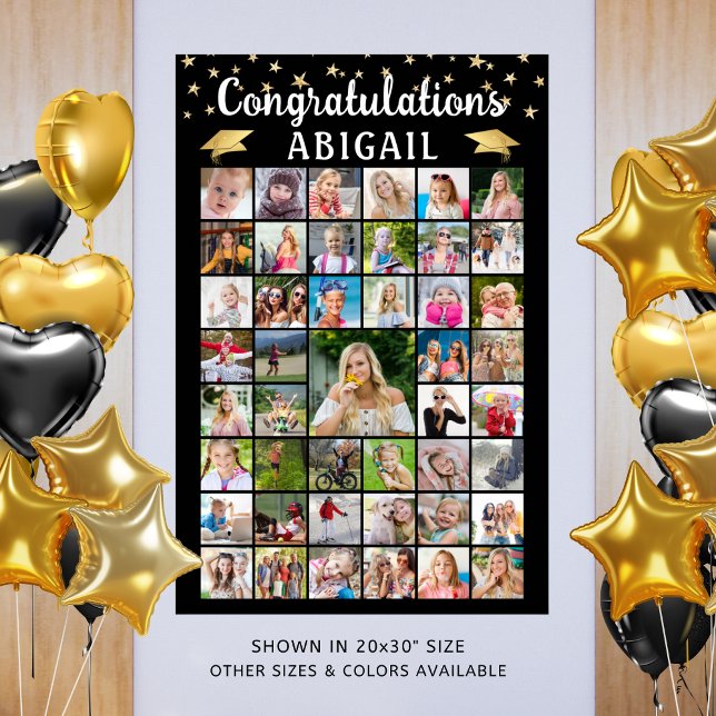 Modern Graduation 45 Photo Collage Custom Colour Poster (Creator Uploaded)