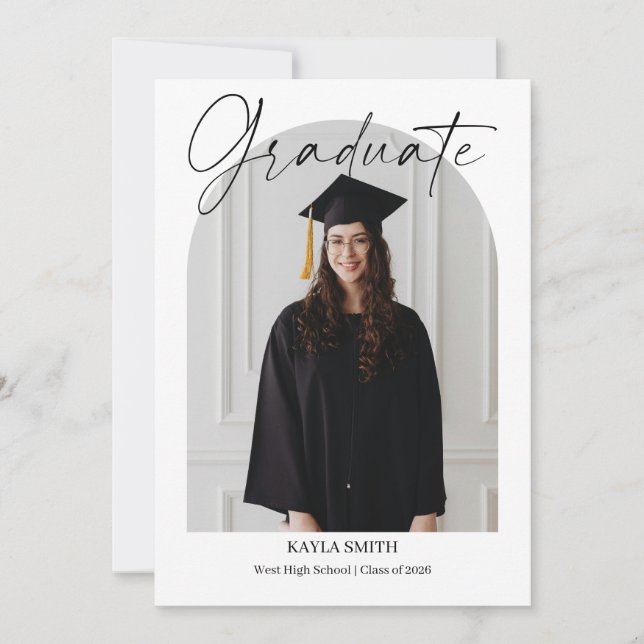 Modern Graduation Announcement Card Editable Photo (Front)