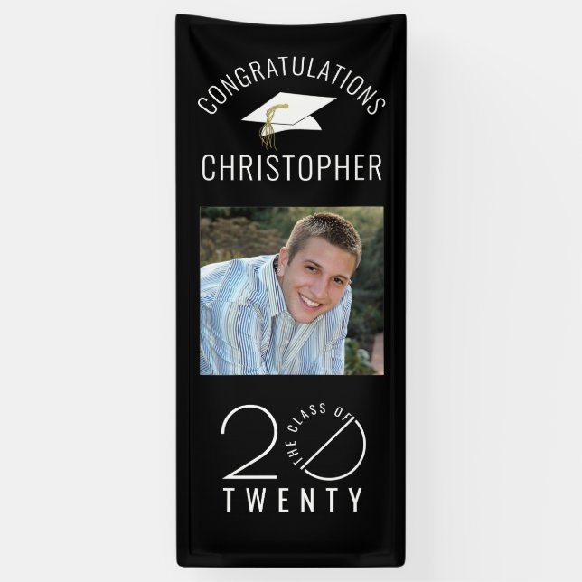 Modern Graduation Black Stylist Class Year Banner (Vertical)