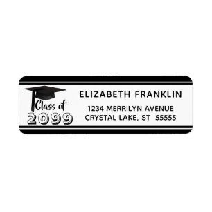 Modern Graduation Black White Class Year Return Address Label