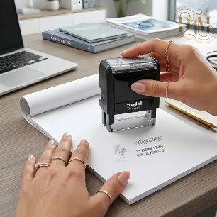 Modern Graduation Black & white line art graduate Self-inking Stamp
