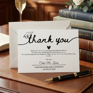 Modern Graduation Cap and Tassel Personalised Thank You Card