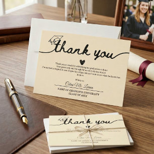 Modern Graduation Cap and Tassel Personalised  Thank You Card