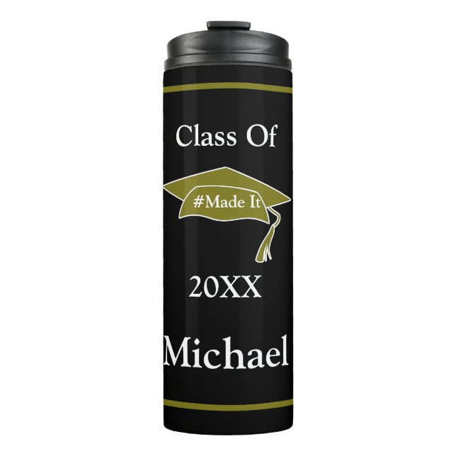 Modern Graduation Cap Class of Personalised   Thermal Tumbler (Front)