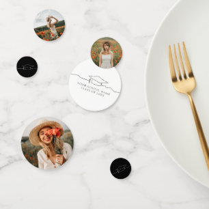 Modern Graduation Cap Line Art Photo Confetti