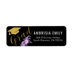 Modern Graduation Cap Return Address Label