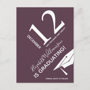 Modern Graduation Cap Save The Date Typography Announcement Postcard