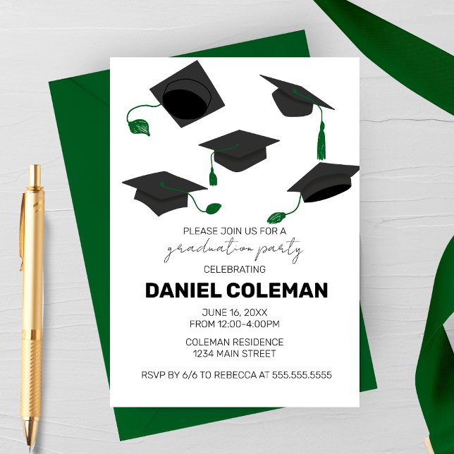 Modern Graduation Cap Toss Graduation Party Invitation (Creator Uploaded)