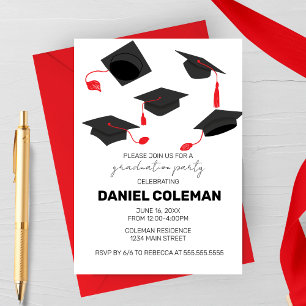 Modern Graduation Cap Toss Graduation Party Invitation