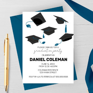 Modern Graduation Cap Toss Graduation Party Invitation