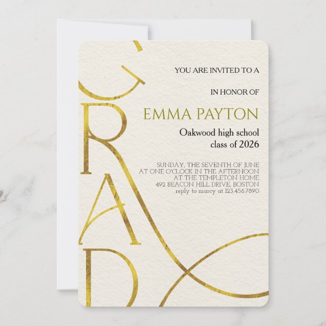 Modern Graduation Celebration  Invitation (Front)