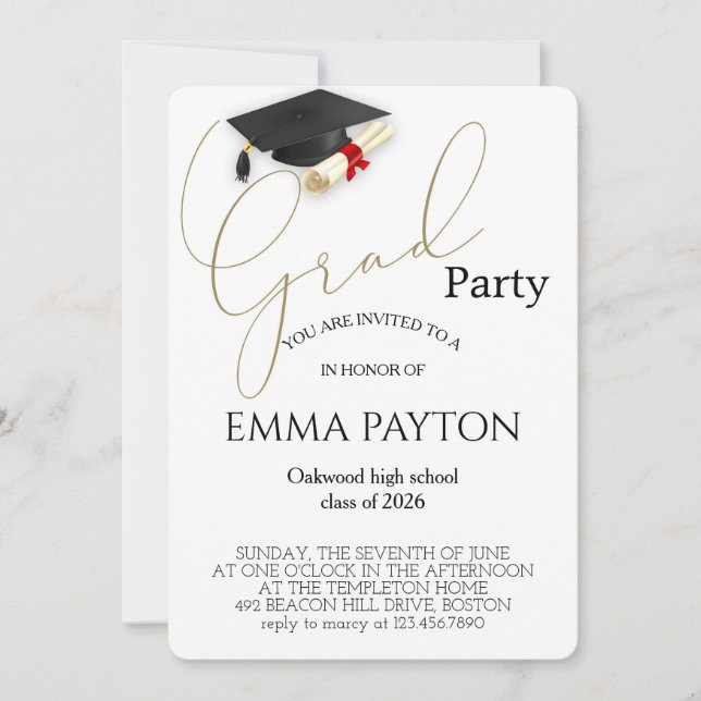 Modern Graduation Celebration  Invitation (Front)
