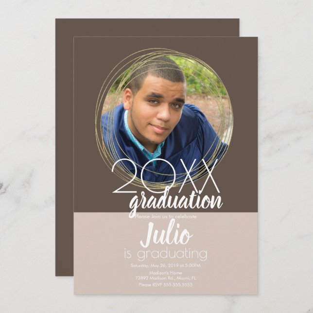 Modern Graduation Celebration Two Tone Photo  Invitation (Front/Back)