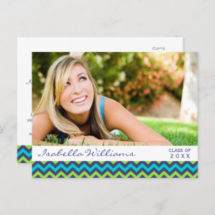 Modern Graduation Class of 20XX Colourful Chevron Invitation Postcard