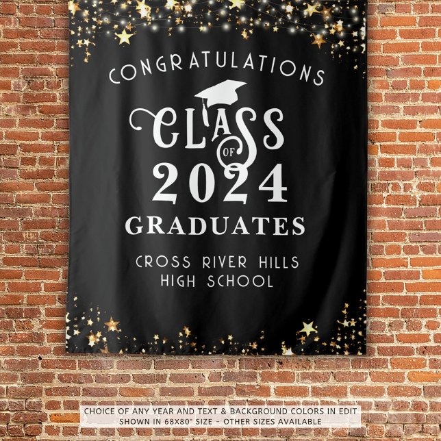 Modern Graduation Class Year Congrats Backdrop Tapestry (Creator Uploaded)