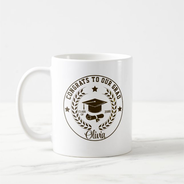 Modern Graduation Class Year Custom Colour & Text  Coffee Mug (Left)
