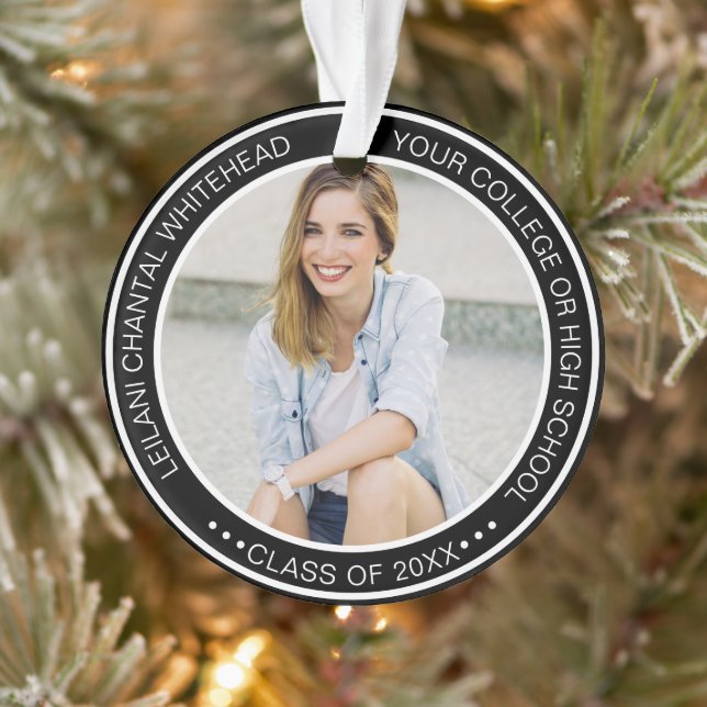 Modern Graduation Class Year Custom Photo Keepsake Ornament (Tree)