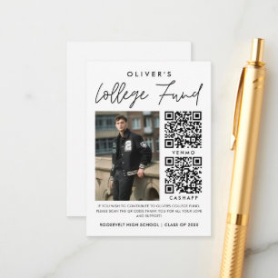 Modern Graduation College Fund 2 QR Code Photo Enclosure Card