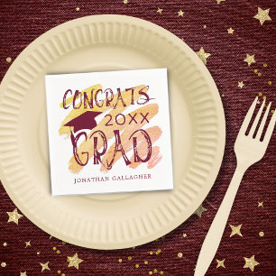 Modern Graduation Congrats Grad Cap Custom Colours Napkin