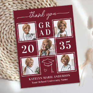 Modern Graduation Custom 6 Photo Collage Thank You Postcard