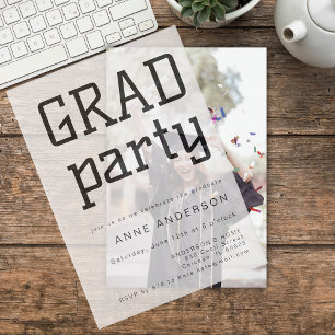 Modern Graduation Custom Party Overlay  Vellum Invitations
