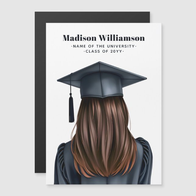 Modern Graduation Female Graduate Magnetic Card (Front/Back)