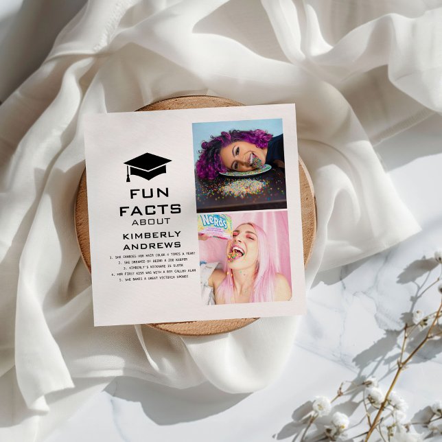 Modern Graduation Fun Facts Photo Collage Napkin (Creator Uploaded)