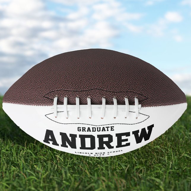 Modern Graduation Gift Cool Black and White Trendy Football (Creator Uploaded)