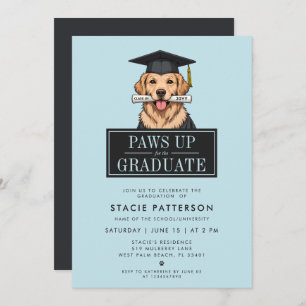 Modern Graduation Golden Retriever with Grad Hat Invitation