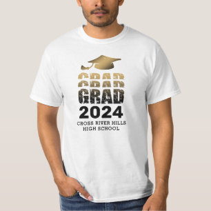 Modern Graduation GRAD Year Black Gold T-Shirt