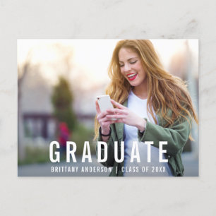 Modern Graduation   Graduate Photo Announcement Postcard