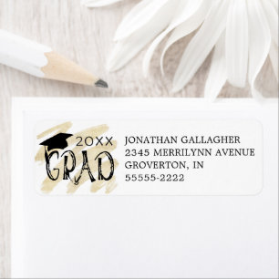 Modern Graduation Hand Lettered GRAD Custom Colour Return Address Label