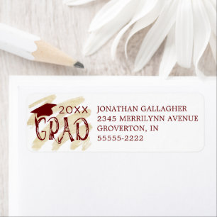 Modern Graduation Hand Lettered GRAD Custom Colour Return Address Label