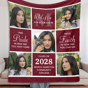 Modern Graduation Inspirational 5 Photo Collage  Fleece Blanket