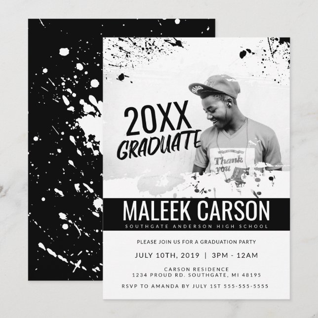 Modern Graduation Invitation | Bold Grad Invite (Front/Back)