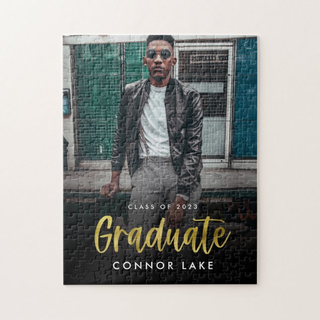 Modern Graduation Keepsake Photo Jigsaw Puzzle (Vertical)