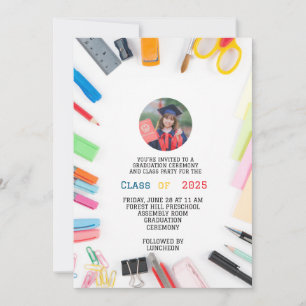 modern graduation kids preschool school invitation