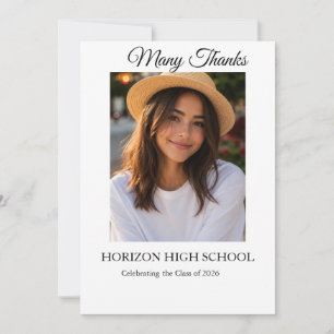 Modern Graduation Many Thanks Photo Thank You Card