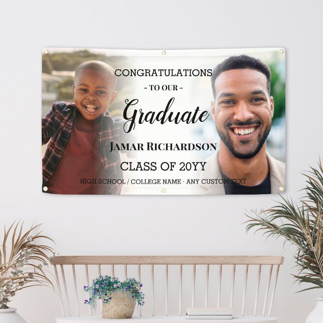 Modern Graduation Men Photo Collage Personalised Banner (Modern Graduation Men Photo Collage Personalized Banner
)
