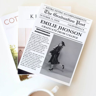 Modern Graduation Newspaper College/ University Invitation