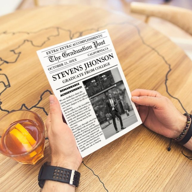 Modern Graduation Newspaper College/ University Invitation (Creator Uploaded)