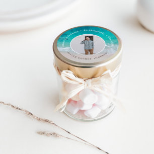 Modern graduation ocean beach modern photo travel classic round sticker