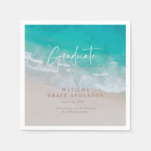 Modern graduation ocean beach script modern napkin