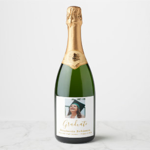 Modern Graduation Party 2024 Photo Gold  Sparkling Wine Label