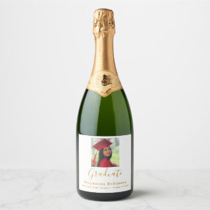 Modern Graduation Party 2026 Photo Gold Sparkling Wine Label