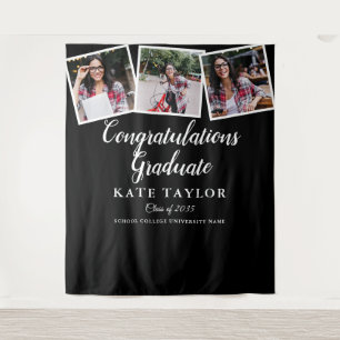Modern Graduation Party 3 Photo Backdrop Tapestry